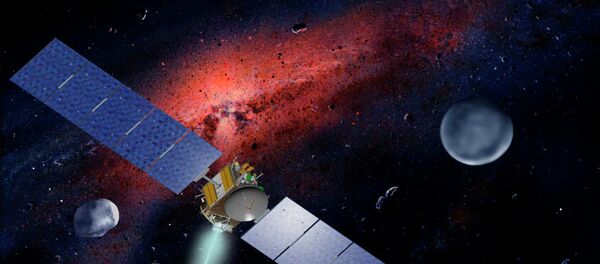 Nave espacial Dawn da NASA em frente ao planeta Ceres e ao asteroide Vesta - Sputnik Brasil