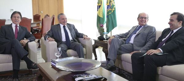 Michel Temer recebe, no Palácio do Planalto, Eunício Oliveira, Gilmar Mendes e Rodrigo Maia - Sputnik Brasil