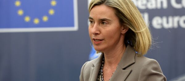 A Alta Representante da UE para Política Externa e Segurança, Federica Mogherini,na sede da UE, em Bruxelas A Alta Representante da UE para Política Externa e Segurança, Federica Mogherini,na sede da UE, em Bruxelas - Sputnik Brasil