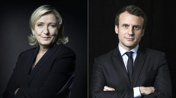 Combinação de fotos dos presidenciáveis franceses, Marine Le Pen e Emmanuel Macron - Sputnik Brasil