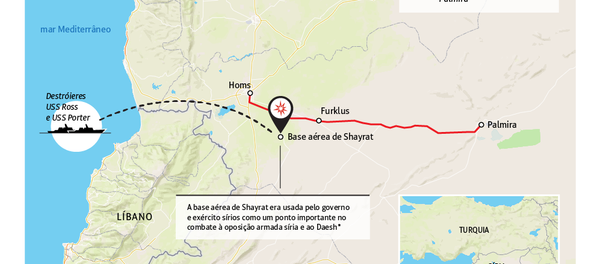 Ataque com mísseis dos EUA contra base aérea na Síria - Sputnik Brasil