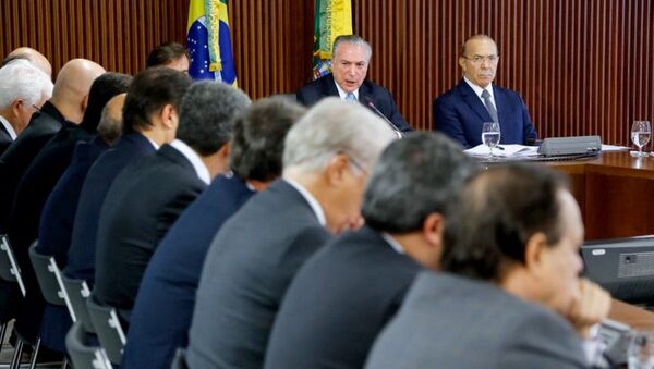 Presidente Michel Temer em reunião de líderes da base aliada na Câmara dos Deputados e da Comissão Especial da Reforma da Previdência - Sputnik Brasil