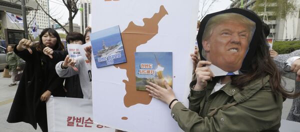 Protestos contra implementação do THAAD americano na Coreia do Sul, Seul, 13 de abril de 2017 - Sputnik Brasil