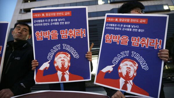 Protestos contra implementação do THAAD americano na Coreia do Sul, Seul, 12 de abril de 2017 - Sputnik Brasil