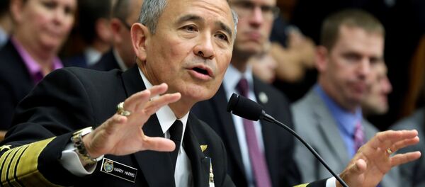 The Commander of the U.S. Pacific Command, Admiral Harry Harris, testifies before a House Armed Services Committee hearing on Military Assessment of the Security Challenges in the Indo-Asia-Pacific Region on Capitol Hill in Washington, U.S, April 26, 2017 - Sputnik Brasil