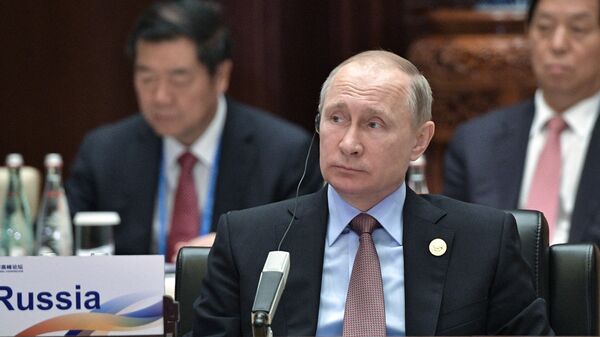Vladimir Putin durante a primeira sessão do Fórum Um Cinturão, uma Rota na China, em 14 de maio de 2017 - Sputnik Brasil