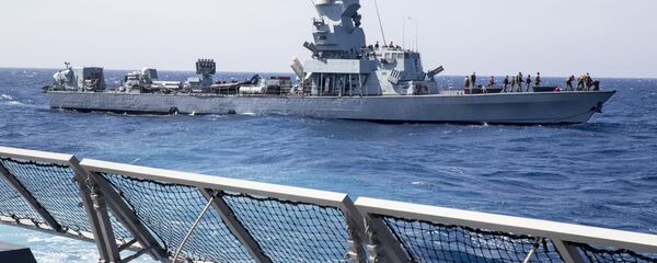 Navio Saar 4.5 da Marinha de Israel durante treinamento no mar Mediterrâneo (imagem ilustrativa) - Sputnik Brasil