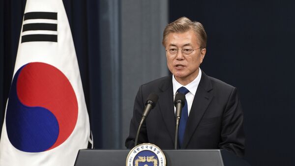 Presidente da Coreia do Sul, Moon Jae-in, durante coletiva de imprensa - Sputnik Brasil