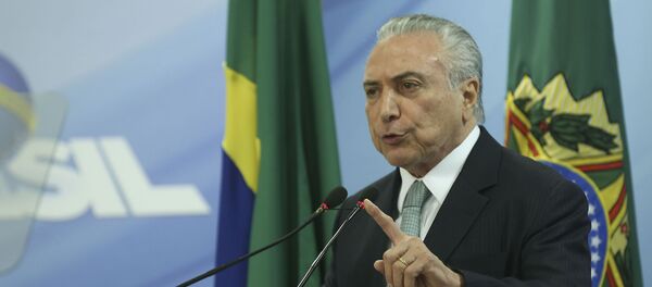 O presidente da República, Michel Temer, faz pronunciamento oficial no Palácio do Planalto em 19 de maio de 2017 - Sputnik Brasil