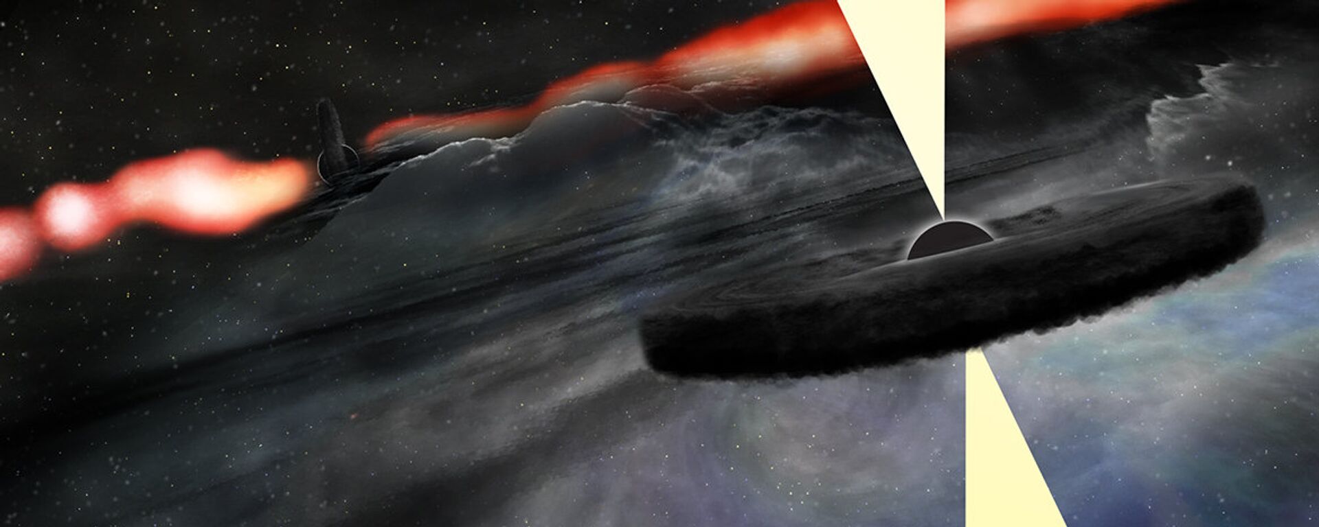 Ilustração conceptual do recém-descoberto segundo buraco negro supermassivo - Sputnik Brasil, 1920, 24.11.2025