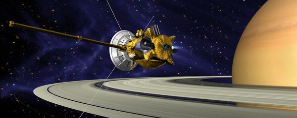 Imagem artística da sonda espacial Cassini perto de Saturno - Sputnik Brasil