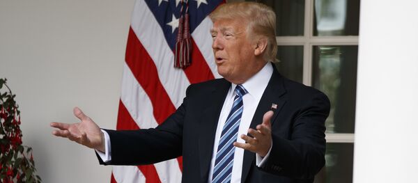 O presidente Donald Trump falando com jornalistas na Casa Branca, em Washington, em 2 de maio de 2017 - Sputnik Brasil