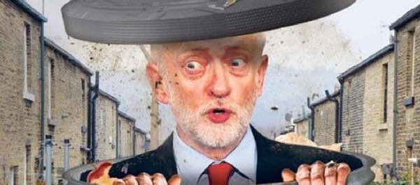 Imagem que ilustra a capa do The Sun nesta quinta mostra o candidato trabalhista Jeremy Corbyn em uma lata de lixo. - Sputnik Brasil