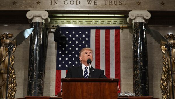 US President Donald J. Trump delivers his first address to a joint session of Congress from the floor of the House of Representatives in Washington, DC, USA, 28 February 2017 - Sputnik Brasil