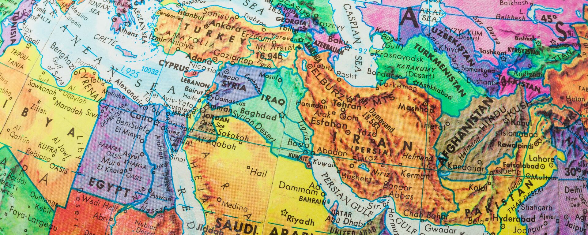 Mapa do Oriente Médio e de países do golfo Pérsico - Sputnik Brasil, 1920, 16.04.2026