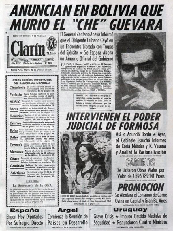 Capa do jornal argentino Clarín, de 10 de outubro de 1967, anuncia a morte de Ernesto Che Guevara - Sputnik Brasil