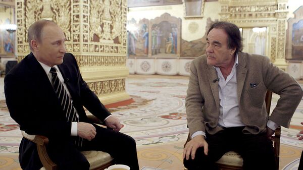 O presidente russo, Vladimir Putin e o cineasta estadunidense, Oliver Stone durante as gravações do especial The Putin Interviews - Sputnik Brasil