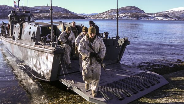 Fuzileiros navais dos EUA durante treinamentos na Noruega (foto de arquivo) - Sputnik Brasil