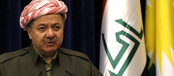 Presidente do Curdistão iraquiano, Massoud Barzani, durante uma coletiva de imprensa - Sputnik Brasil