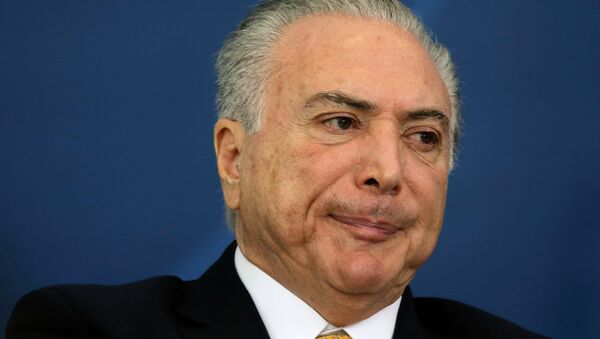 Brazil's President Michel Temer reacts during a meeting of the Council for Economic and Social Development (CDES) at the Planalto Palace in Brasilia, Brazil, November 21, 2016 - Sputnik Brasil