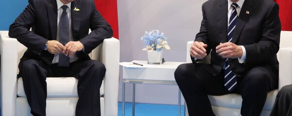 Presidente russo, Vladimir Putin, e presidente norte-americano, Donald Trump, durante a cúpula do G20 em Hamburgo - Sputnik Brasil