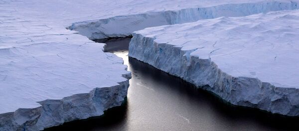 Um iceberg enorme (a direita) está se separando da Terra de Knox no Território Antártico Australiano em 11 de janeiro de 2008 - Sputnik Brasil