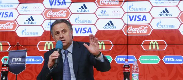 Vitaly Mutko, no lançamento do concurso para a escolha do mascote da Copa do Mundo de 2018. - Sputnik Brasil