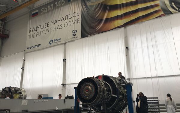 Motor SaM146 após a fase de montagem, na fábrica da Saturn em Rybinsk - Sputnik Brasil