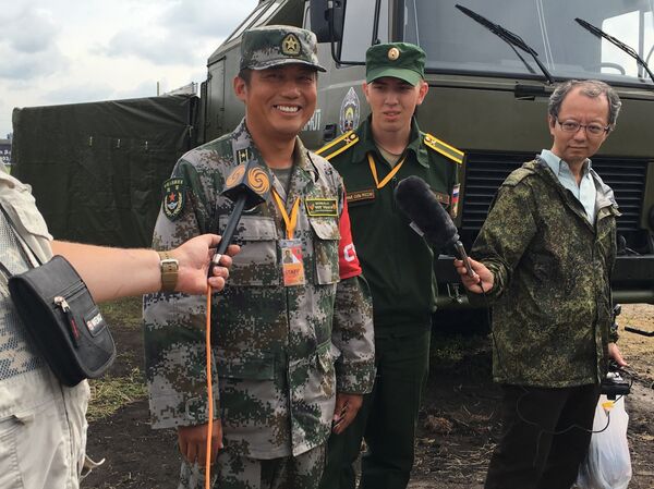 O vice-chefe da delegação chinesa, tenente coronel Li Yuqiang, no concurso Rembat 2017 - Sputnik Brasil