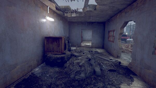 Imagem do game Batalha no Golfo de Áden 2 que mostra casa destruida - Sputnik Brasil