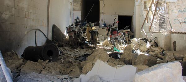A picture taken on April 4, 2017 shows destruction at a hospital in Khan Shaykhun in the northwestern Syrian Idlib province, following a suspected toxic gas attack. - Sputnik Brasil