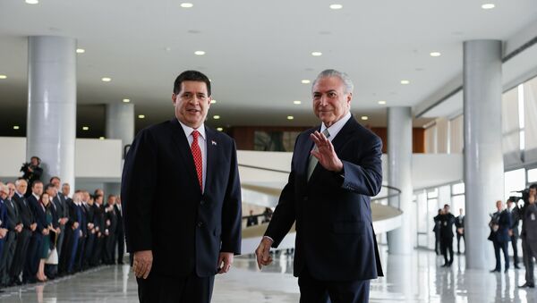 Agenda de Horacio Cartes e Michel Temer incluiu intercâmbio comercial, combate ao narcotráfico e acordo Mercosul-UE - Sputnik Brasil