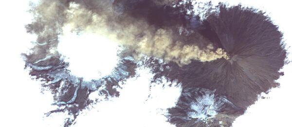 Imagem do volcão Shiveluch (Rússia) tomada desde o espacço - Sputnik Brasil