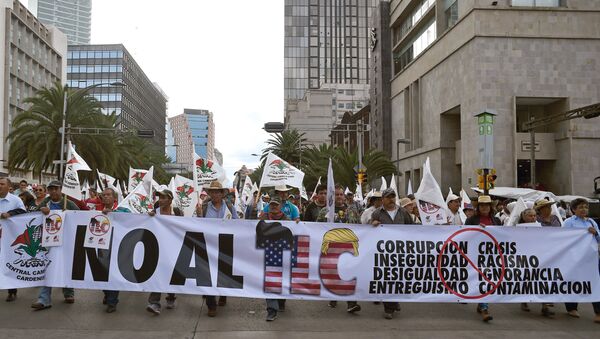 Mexicanos protestam contra o NAFTA na Cidade do México, 16 agosto de 2017 - Sputnik Brasil