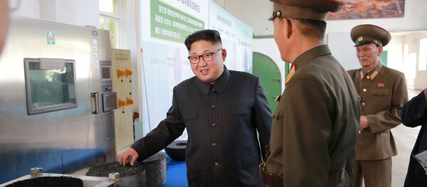 Kim Jong-un contata com os dirigentes do Instituto de Pesquisa de Materiais Químicos da Academia de Defesa Nacional - Sputnik Brasil