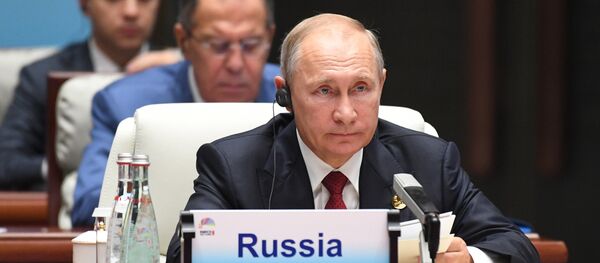 O presidente da Rússia, Vladimir Putin, durante a reunião alargada dos líderes do BRICS - Sputnik Brasil