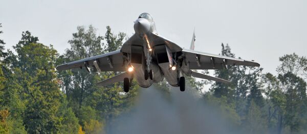 Caça bielorrusso MiG-29 durante os preparativos para as manobras Zapad 2017 russo-bielorrussas - Sputnik Brasil