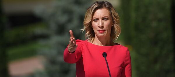Maria Zakharova, representante oficial do Ministério das Relações Exteriores russo, durante uma coletiva de imprensa em Yalta em 15 de setembro de 2017 - Sputnik Brasil