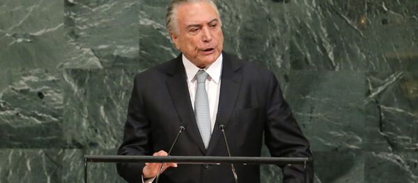 O presidente do Brasil, Michel Temer, durante a sua participação na Assembleia Geral da ONU em 19 de setembro de 2017 - Sputnik Brasil