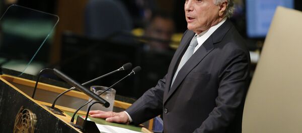 Michel Temer, presidente do Brasil, na 72ª sessão da Assembleia Geral das Nações Unidas Michel Temer, presidente do Brasil, na 72ª sessão da Assembleia Geral das Nações Unidas - Sputnik Brasil