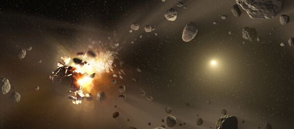 Representação artística da colisão do suposto planeta Nibiru com a Terra - Sputnik Brasil