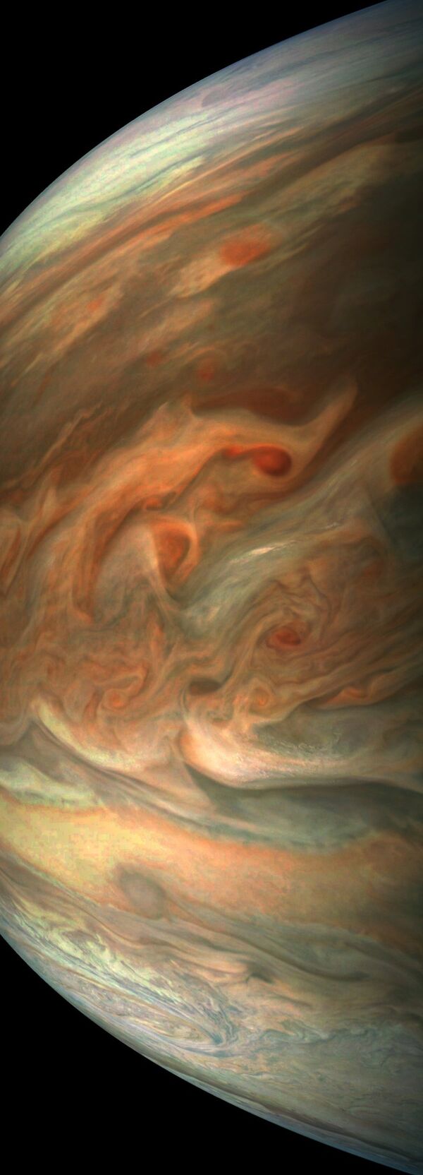 Imagem impressionante de Júpiter tirada pela sonda Juno durante seu oitavo voo - Sputnik Brasil