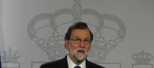 Primeiro-ministro espanhol Mariano Rajoy durante pronunciamento em Madri, na Espanha - Sputnik Brasil