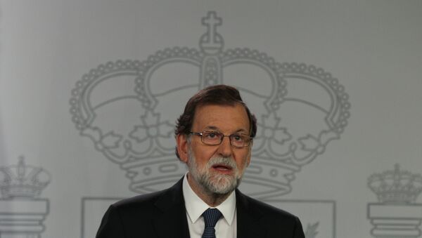 Primeiro-ministro espanhol Mariano Rajoy durante pronunciamento em Madri, na Espanha - Sputnik Brasil
