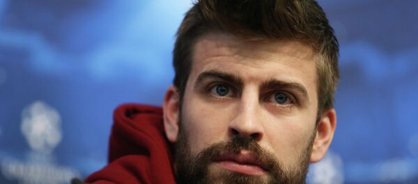 Fotball - FC Barcelona Press Conference - Etihad Stadium, Manchester, England - 23/2/15 FC Barcelona's Gerard Pique during the press conference - Sputnik Brasil