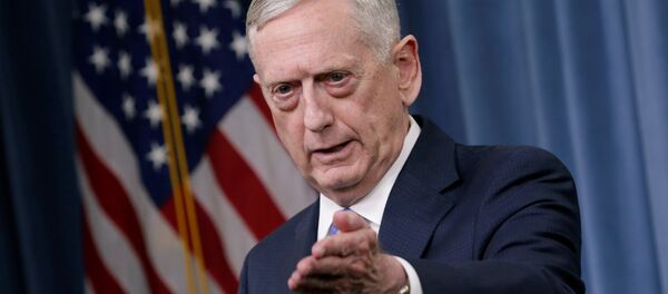 Secretário de Estado norte-americano James Mattis gestures durante a conferência de imprensa sobre a campanha contra o Daesh no Pentágono, Washington, 19 de maio de 2017 - Sputnik Brasil
