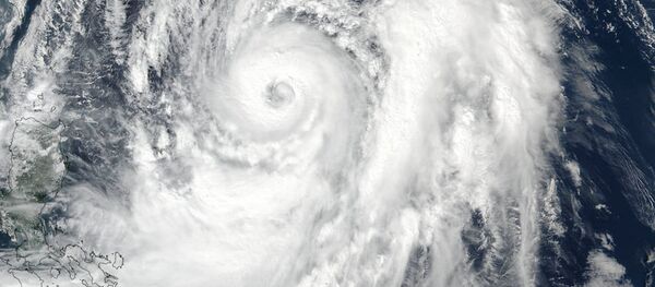 NASA-NOAA Suomi NPP satellite visible light image of Typhoon Lan on October 20 at 12:30 a.m. EDT. - Sputnik Brasil