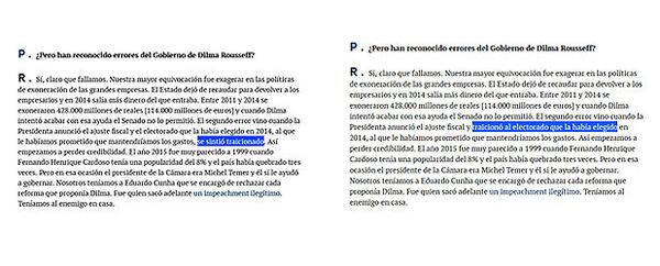 Captura do ecrã das duas versões da publicação no El Mundo - Sputnik Brasil