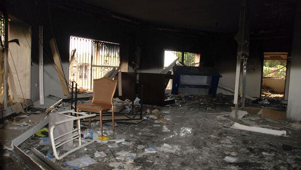 Destroços do Consulado dos Estados Unidos em Benghazi, na Líbia, alvo de um ataque terrorista em 11 de setembro de 2012 - Sputnik Brasil