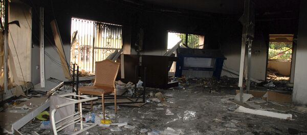 Destroços do Consulado dos Estados Unidos em Benghazi, na Líbia, alvo de um ataque terrorista em 11 de setembro de 2012 - Sputnik Brasil